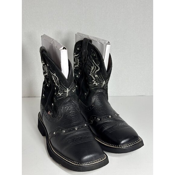 Justin Shoes - Justin Boots Black Gypsy Embroidered Square Toe Western L9977 Womens 8.5B